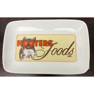 Hooters Foods Inc Serving Dish Tray 9 3/8" x 6" Appitizer HOT Wings Plate~EC